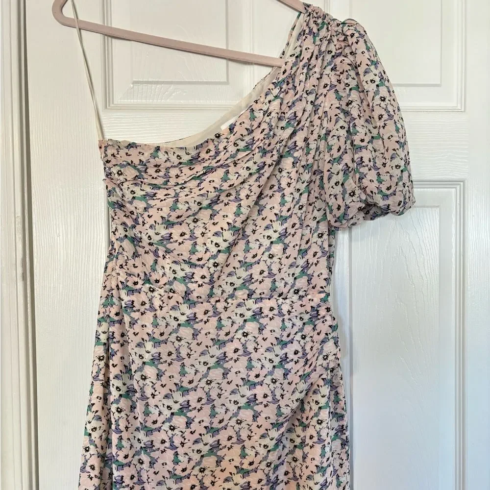 Astr One-Shoulder Floral Dress - White and Blue - Picture 10 of 14